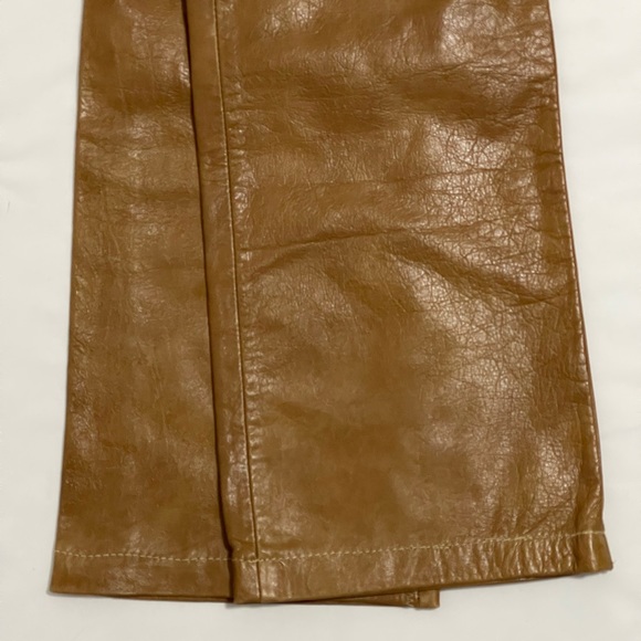 Gap Vintage Genuine Leather Bootcut High Waisted Pants Camel Tan Y2K Size 8 - Picture 9 of 14